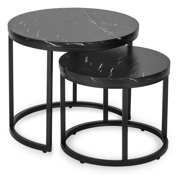Mauro sofabordssæt 43 cm/53 cm sort marmor moderne glamour