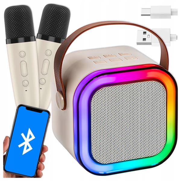 [paket] Karaokeset Högtalare 2 Mikrofoner Bluetooth USB SD Mini Jack Z3345B