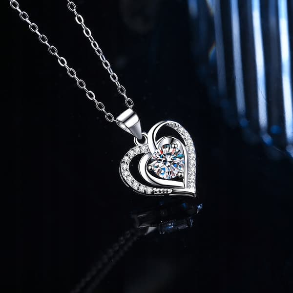 SØLV Dame Hjertehalskæde DIAMANT Rhinsten Gave til en kvinde
