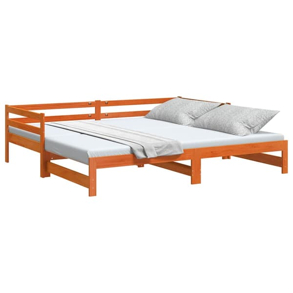 vidaXL Utdragbar dagbädd vaxbrun 80x200 cm furu