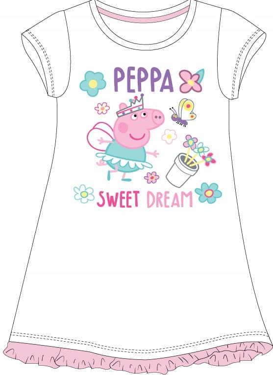 PEPPA PIG NATTSKJORTA BOMULLSKORT ÄRMAD VIT 98 D056C