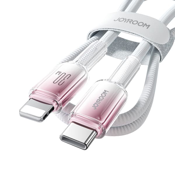 Crystal-Clear Series 30W USB-C till iPhone Lightning-kabel 1,2m - Vit