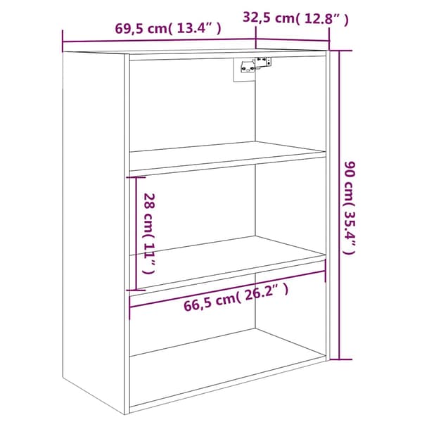vidaXL vægskab sort 69,5x32,5x90 cm