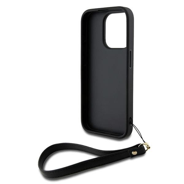 DKNY Wrist Strap Stock Logo-cover til iPhone 15 Pro, sort