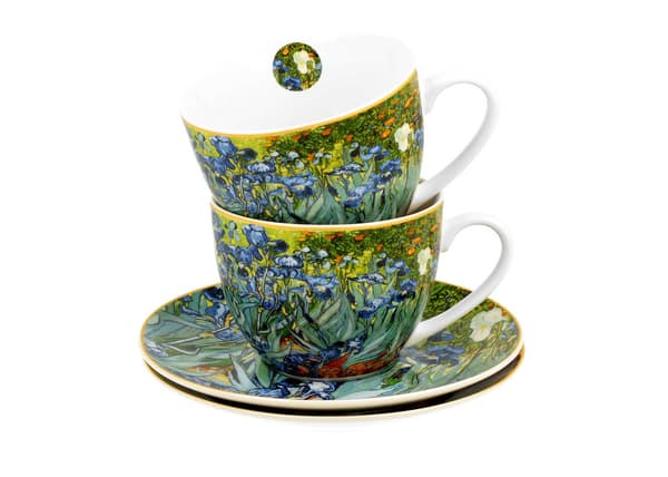 Sæt med 2 Van Gogh Iris kopper og underkopper 250 ml