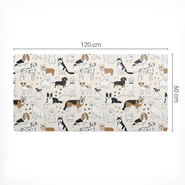 Antihalk skrivebordsmåtte med hundemønster 120x60 cm