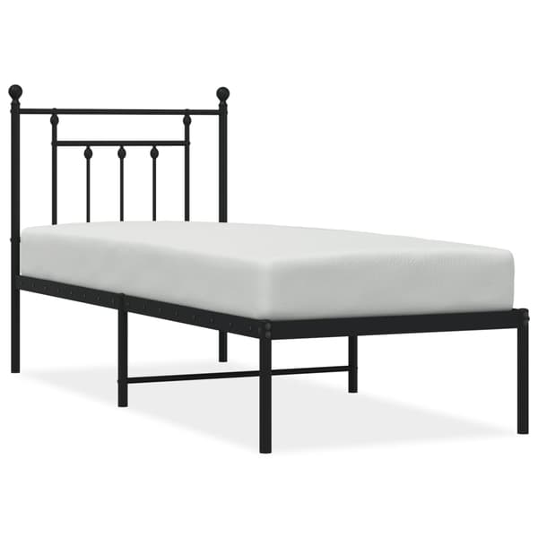 vidaXL metalsengestel med hovedgærde sort 75x190 cm