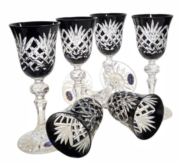 Sorte krystallikørglas 60ml Ananas 6 stk.