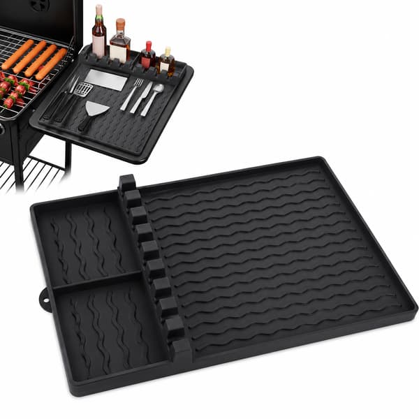 Silikone grillmåtte til grill og grilltilbehør, sort