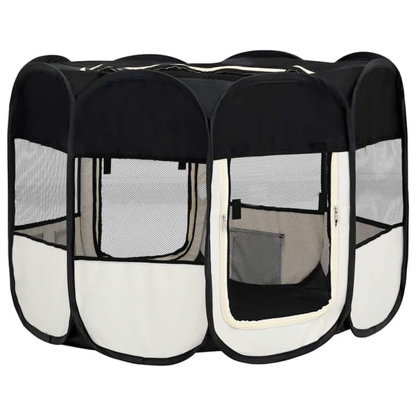 vidaXL foldbart hundebur med bærepose sort 90x90x58 cm