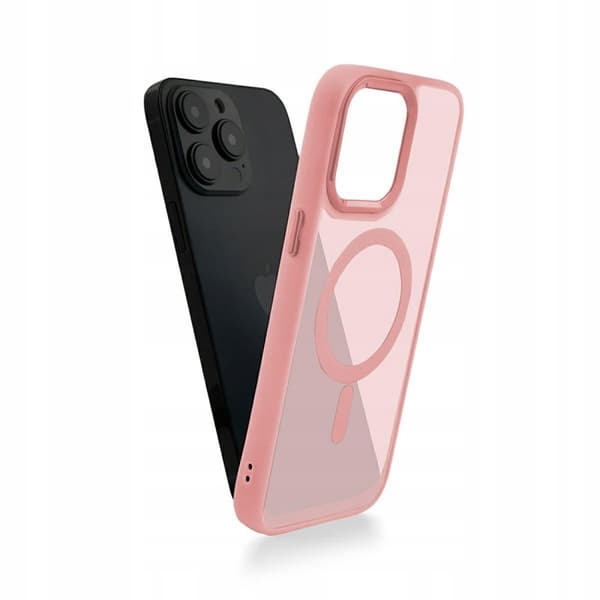Etui til iPhone 16 FORSTÆRKET til MAGSAFE CLEAR CASE SLIM PINK + Glas