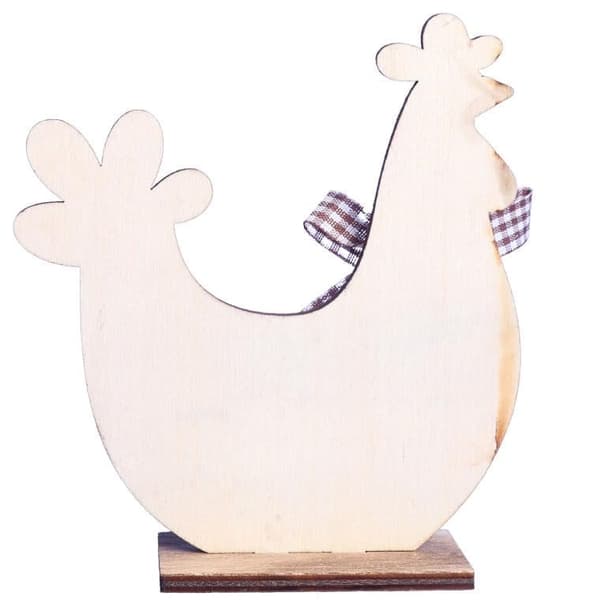 Dekorativ figur 13 cm træ høne
