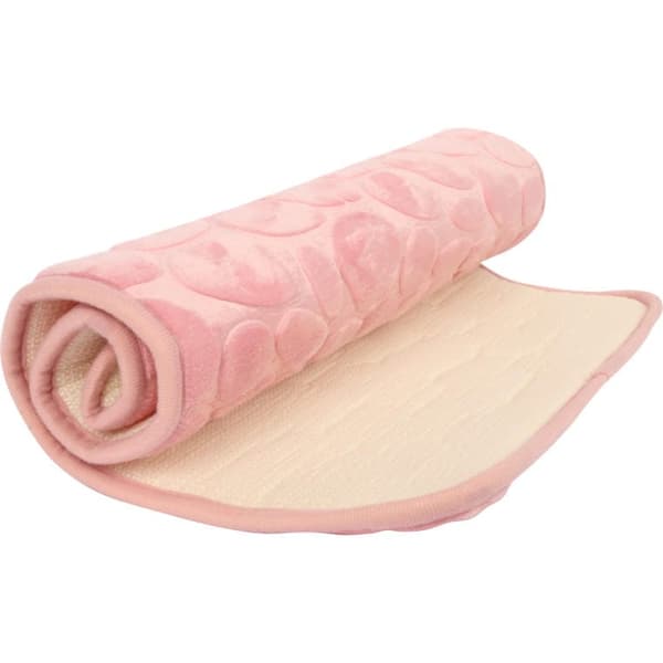 Pudderrosa mikrofiber skridsikkert badeværelsestæppe