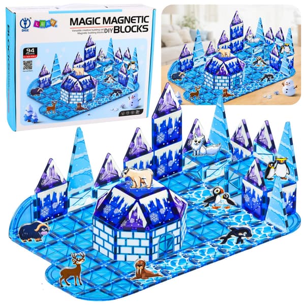 Magnetiska block islandsdjurfigurer blå 94 st.