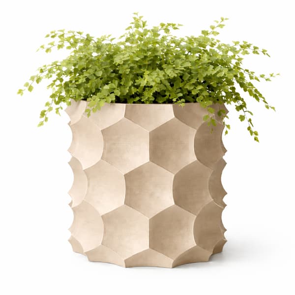 Beige 3D geometrisk urtepotte, moderne dekorativ til planter