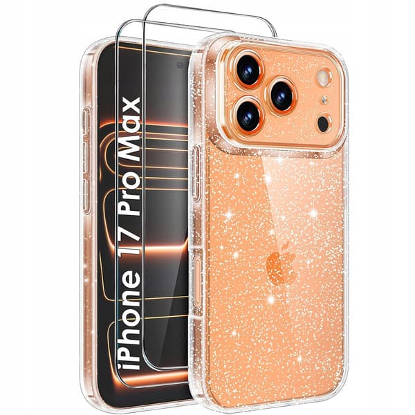 ETUI til IPHONE 17 PRO MAX SILIKONE GLITTER SHINE glitter 2mm ETUI + 2x GLAS