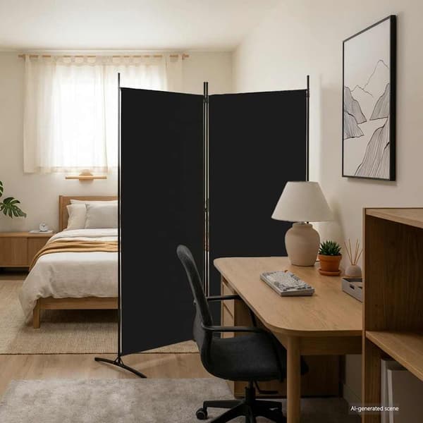 vidaXL 2-panels rumdeler sort 175x180 cm stof