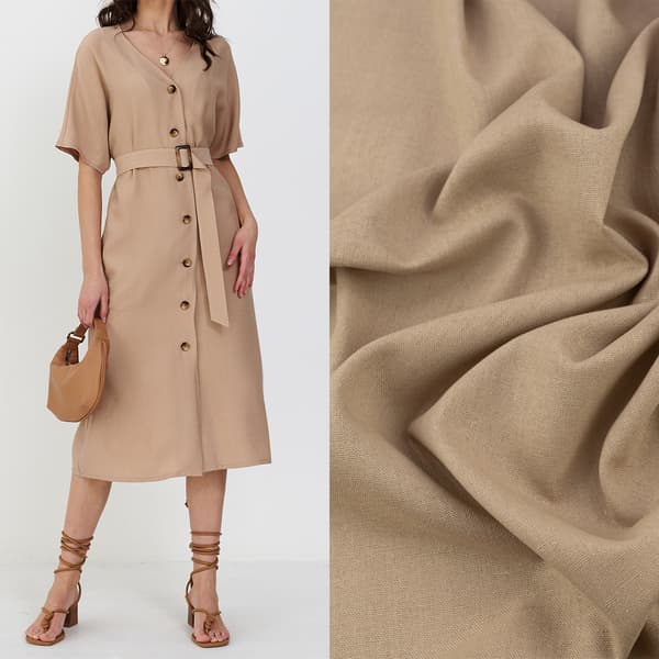 Hørmateriale, beige farve