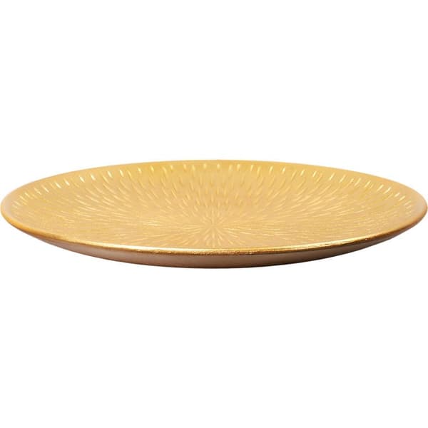 Sæt med 2 runde træbrikker i guld, diameter 40 cm og 30 cm