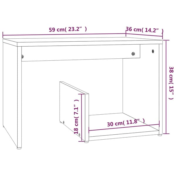 vidaXL sidebord brunt egetræ 59x36x38cm træbaseret materiale