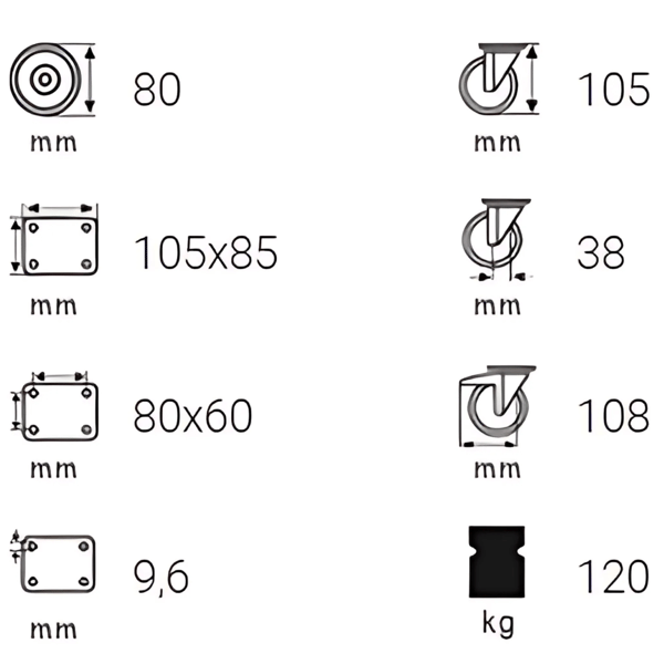 Svänghjul, broms, 80 mm, 120 kg, bppf 0801, Performa