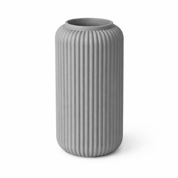 Grå slank rillet vase, moderne minimalistisk japandi