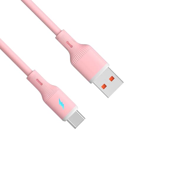 USB-C-/USB-A-kaapeli 1m AK-USB-61 silikonipinkki