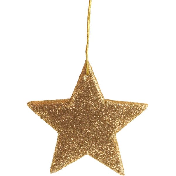 Guldglitterstjerne - Julekulegransprydnad til ophængning
