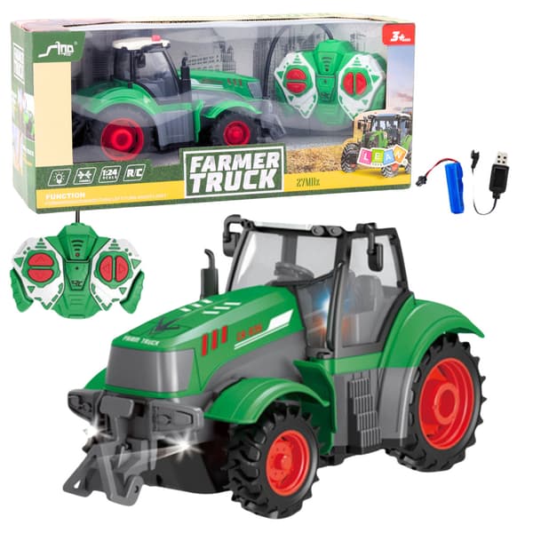 Fjernstyret landbrugstraktor RC Grøn 1:24