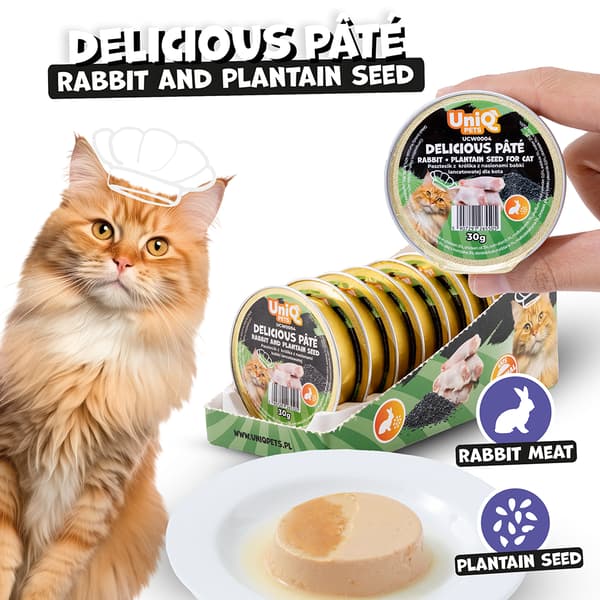 Vådfoder til katte Kanin og Pound Cake Delicious Pâté UniQ Pets 8x30g