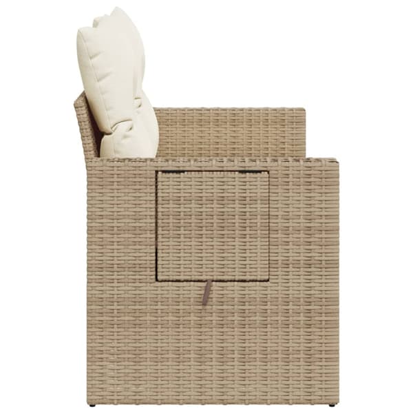 vidaXL Trädgårdssoffa med kuddar, 2-sits, beige, polyrotting