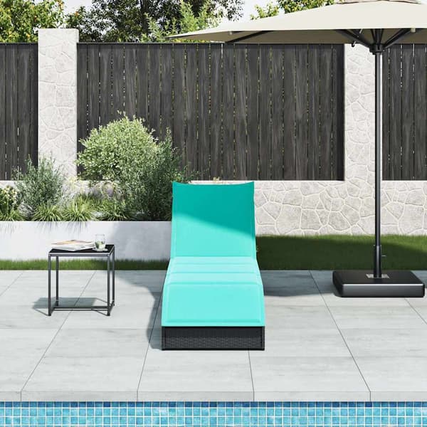 vidaXL foldbar liggestol med hynde og opbevaring sort polyrattan