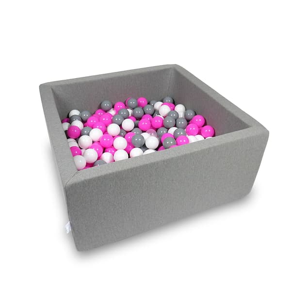 Torrpool 90x90x40cm grå med 400 bollar: vit, grå, rosa