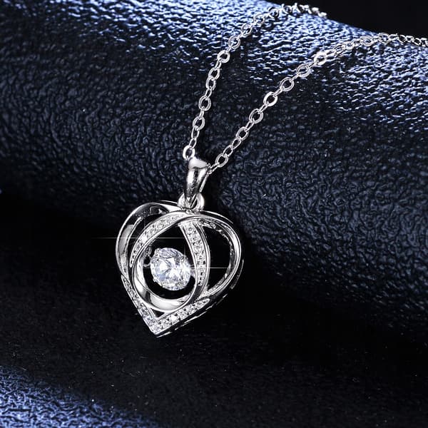 Silver diamanthjärthalsband Present till kvinnor + armband