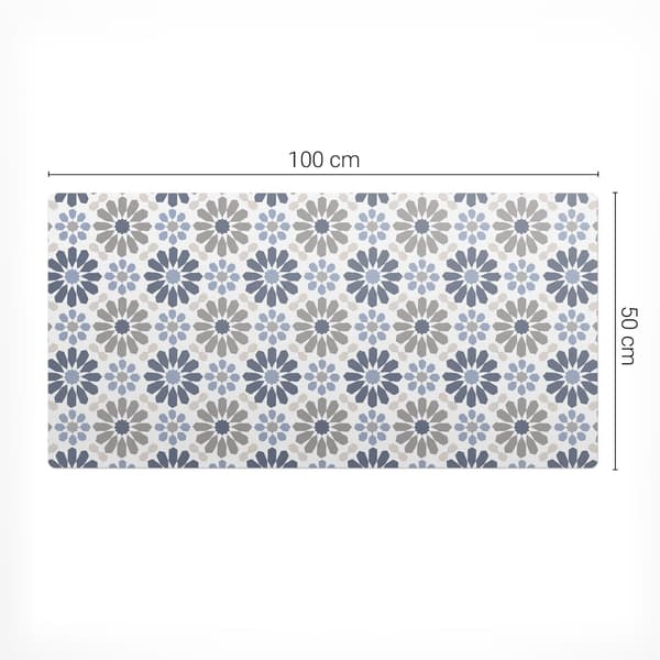 Antihalk musematte med blomsterretromønster 100x50 cm