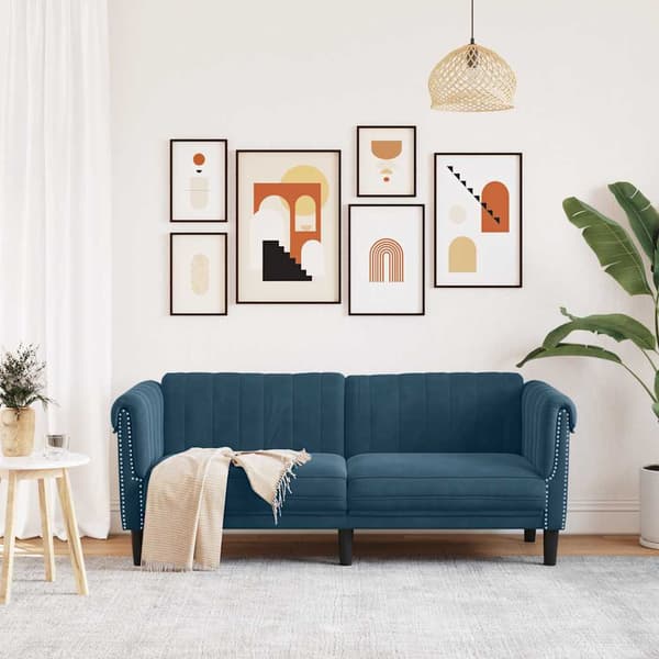 vidaXL topersoners sofa blå fløjl