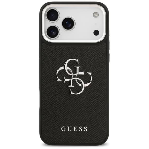 Guess Grained Big 4G Classic Logo cover til iPhone 17 Pro Max, sort