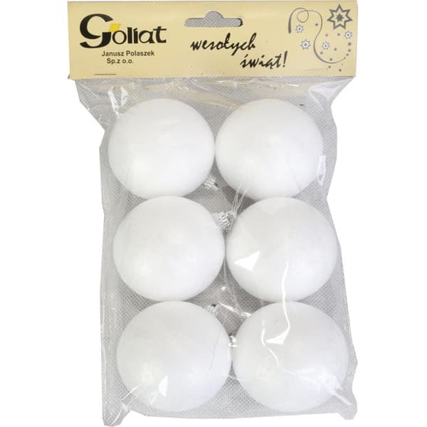 Sæt med 6 styrofoamkugler til dekoration, 6 cm