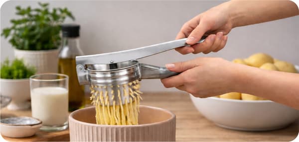 Vitlök potatispress rostfritt stål grönsakspress stöt