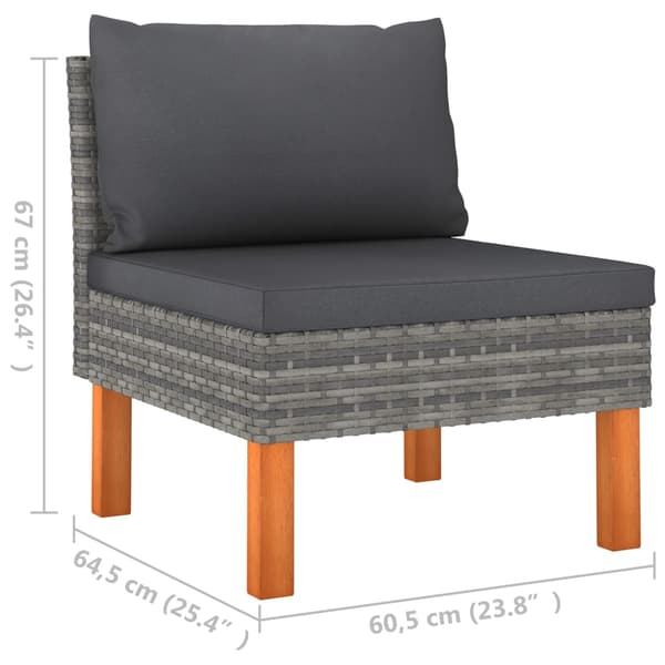 vidaXL Centersæder, sæt med 3, polyrattan og eukalyptustræ