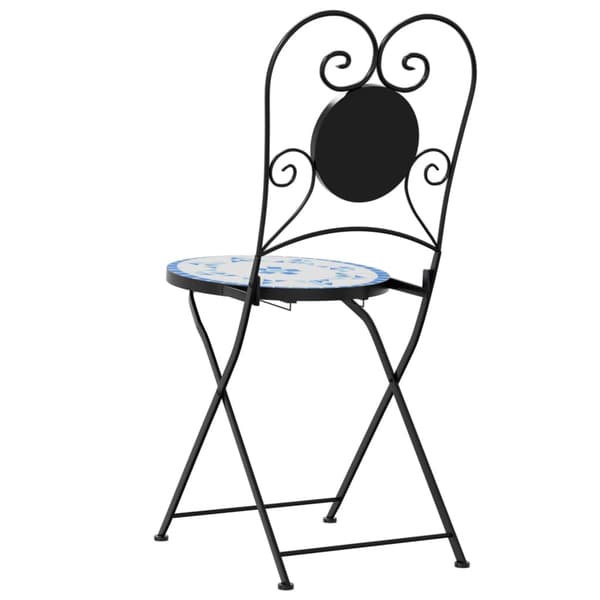 vidaXL foldbare bistrostole, sæt med 2, blå og hvid, keramik
