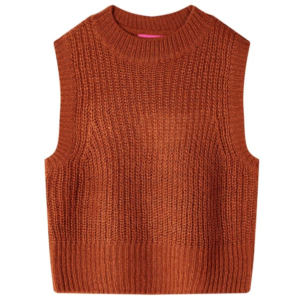 Børne strikket sweatervest, cognac, 92