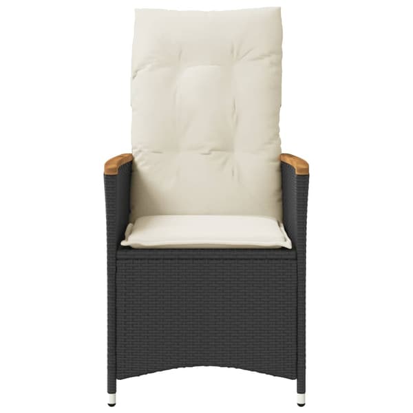 vidaXL havestol med hynder, sort polyrattan