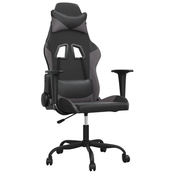 vidaXL massage-gamingstol, sort og grå, kunstlæder