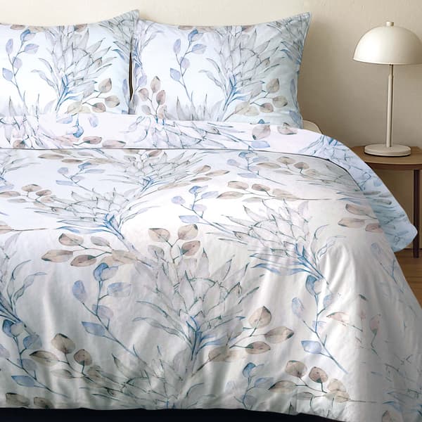 Bomullssängkläder 220x200 satin BOMULL vintermönster isblad blommor