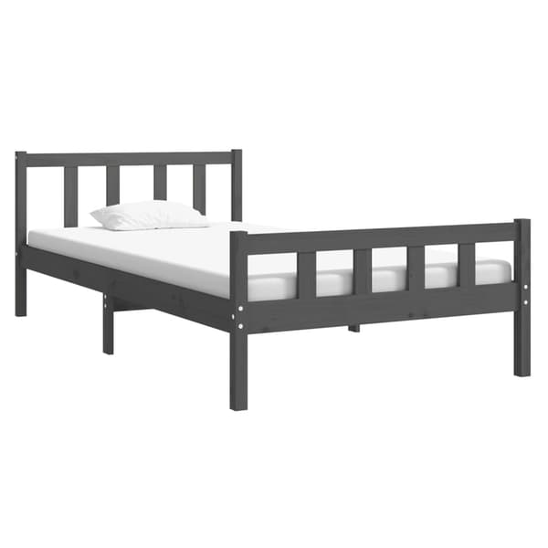 vidaXL Sängynrunko harmaa massiivipuusta 100 x 200 cm