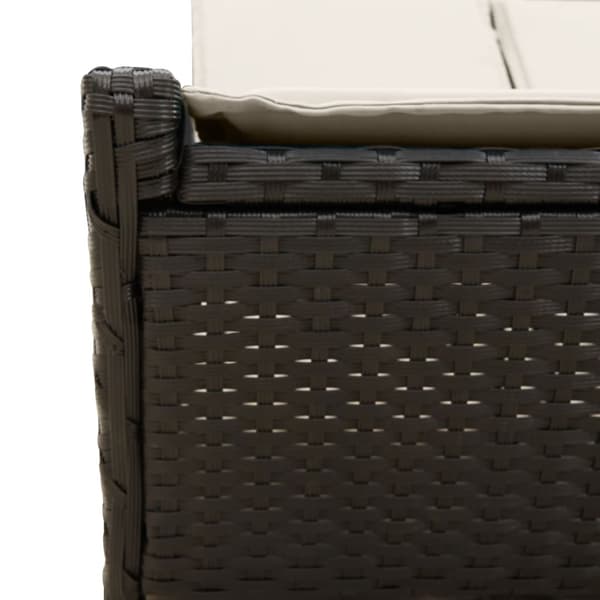 vidaXL dobbelt dagseng med hynder, sort, polyrattan