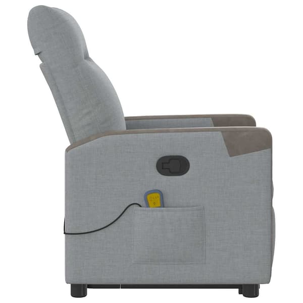 vidaXL Lyftbar massagefåtölj ljusgrå tyg
