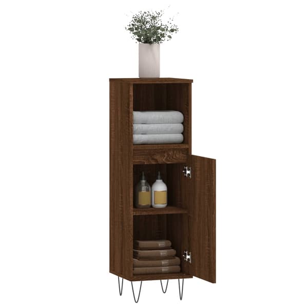 vidaXL badeværelsesskab brunt egetræ 30x30x100 cm