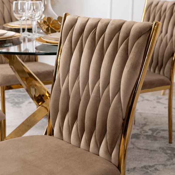 DAN Klädd vävd vardagsrumsfåtölj i beige sammet, Modern Glamour